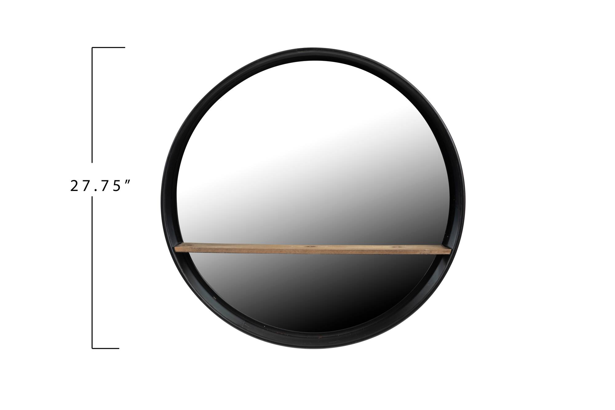 Hello Honey® Modern Round Metal Framed Wall Mirror with Shelf